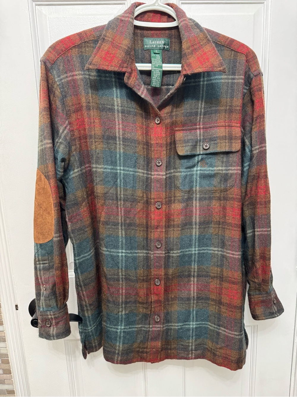 Lauren Ralph Lauren Plaid Lightweight Shirt Jacket in Red, Blue, Brown